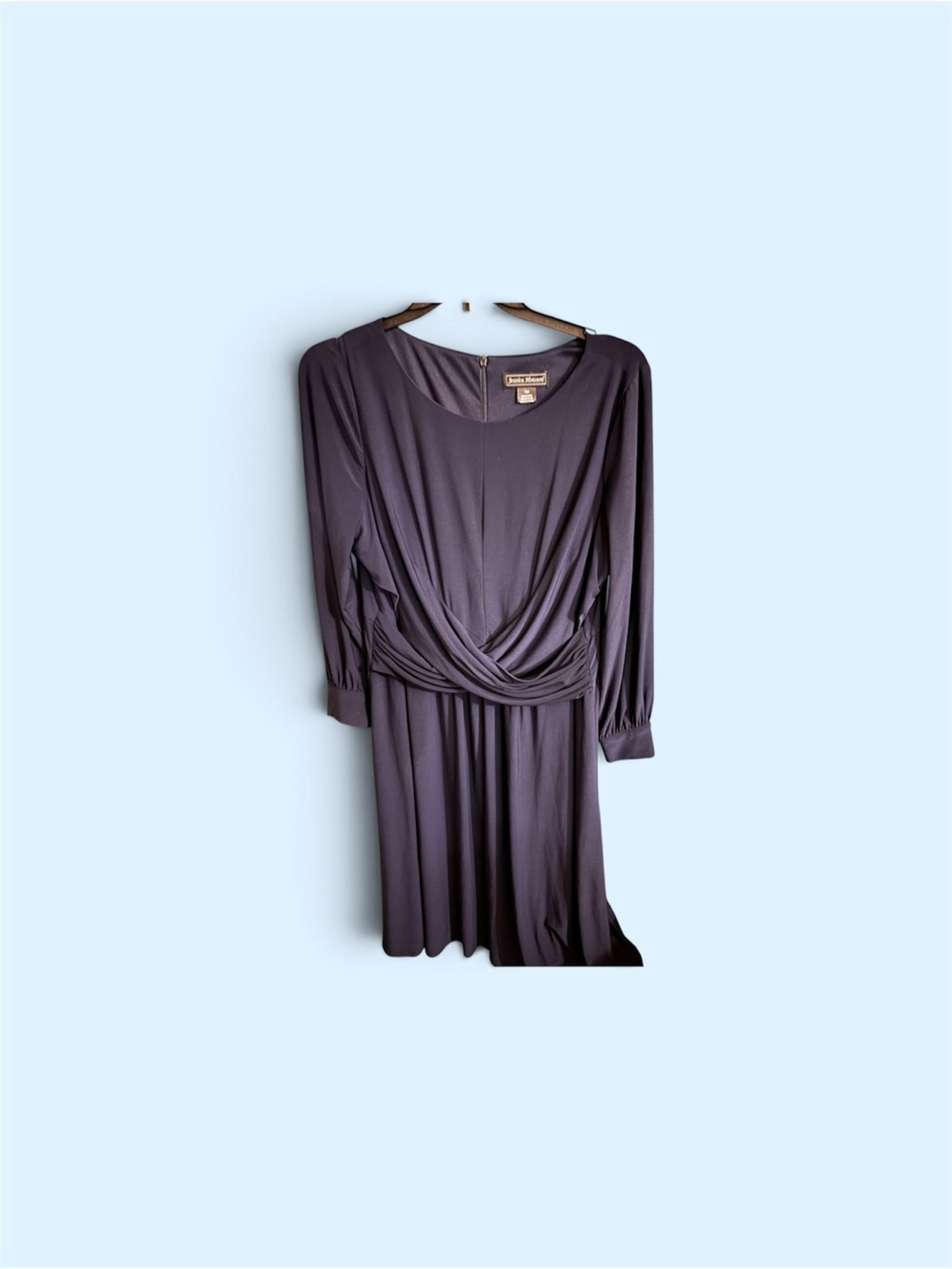 Jessica Howard Navy Long-Sleeve Twist-Waist Dress with Gold Buttons on sleeve.